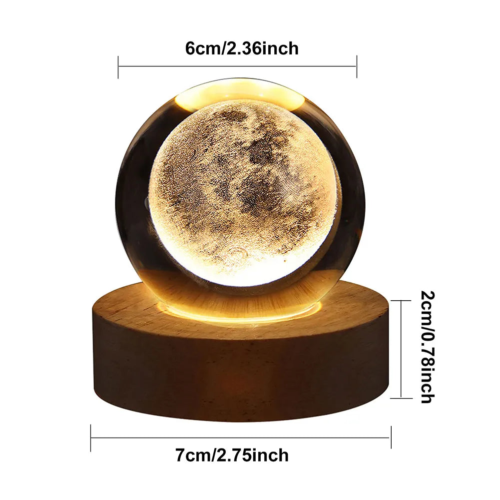 Crystal Ball Night Light 3D (Moon Planet) (Galaxy Decore) Designs