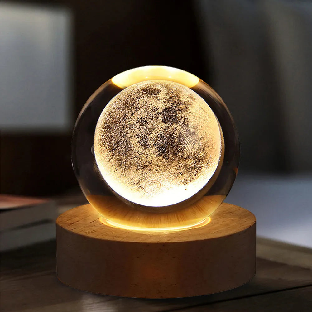 Crystal Ball Night Light 3D (Moon Planet) (Galaxy Decore) Designs