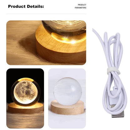 Crystal Ball Night Light 3D (Moon Planet) (Galaxy Decore) Designs