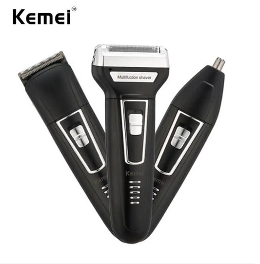 Kemei KM 6558 Premium Quality 3 in 1 Professional Hair Trimmer Super Grooming Kit Shaver Clipper Nose Trimmer