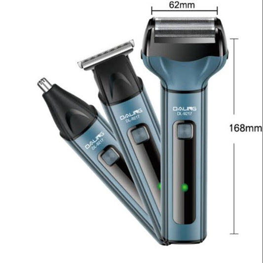 DALING DL-9217 3 In 1 cpmact size Rechargeable Hair Clipper Shaver beard Styling Hair Removal machine